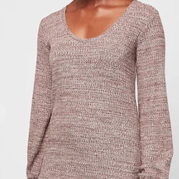 NWT - EXPRESS Gray Waffle Knit Blouson Sleeve Tee - Sz M - Picture 2 of 8